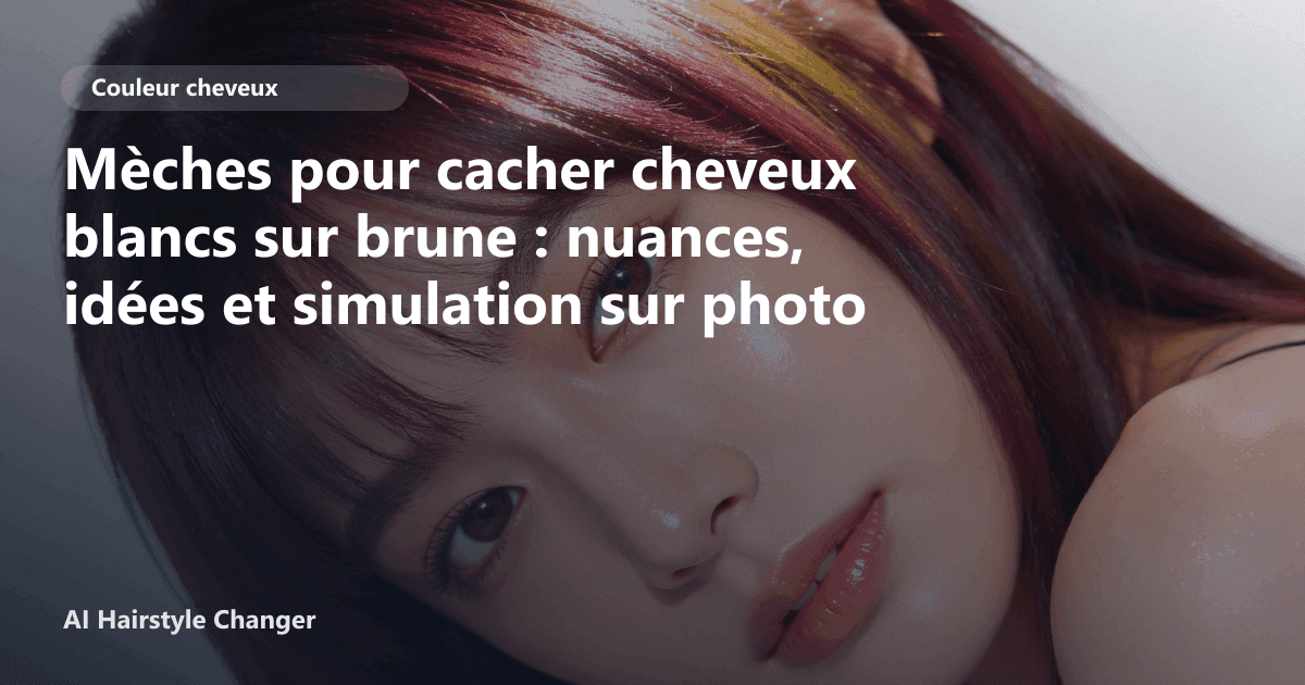 Portrait éditorial lié à mèches pour cacher cheveux blancs sur brune, montrant une idée de coiffure à prévisualiser avant le salon.