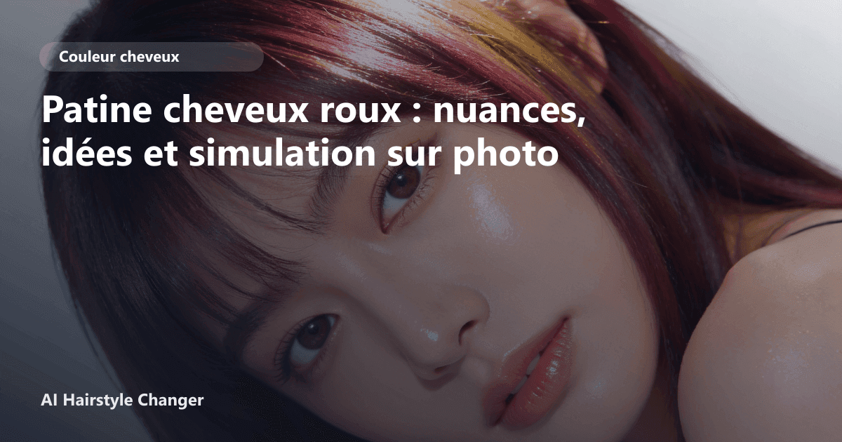 Portrait éditorial lié à patine cheveux roux, montrant une idée de coiffure à prévisualiser avant le salon.