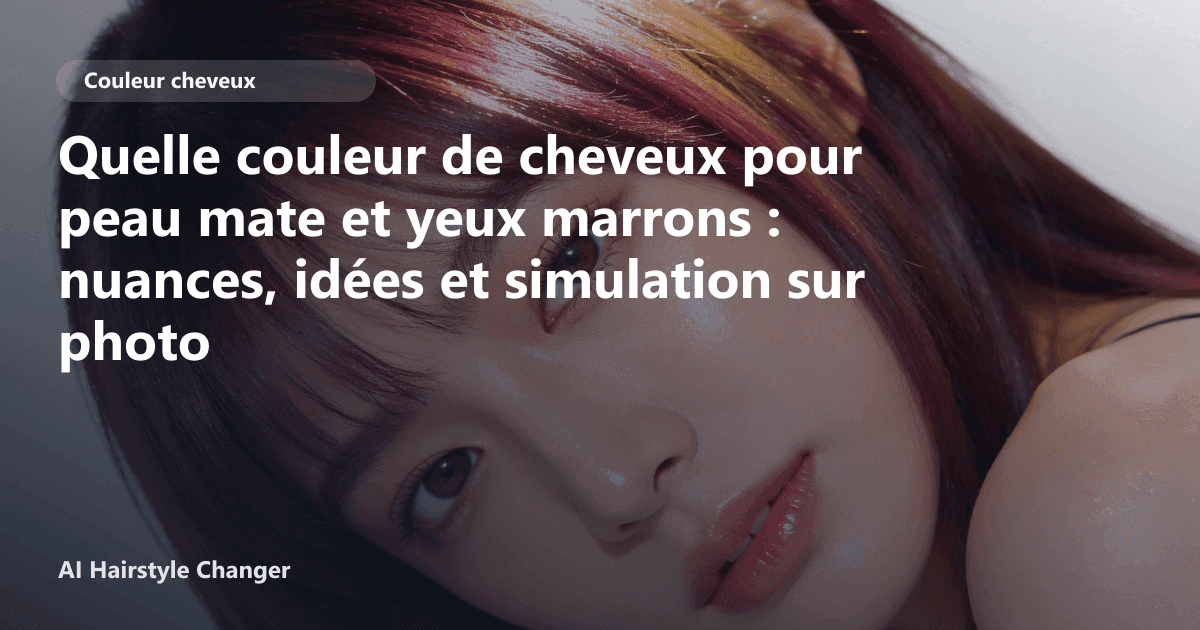 Portrait éditorial lié à quelle couleur de cheveux pour peau mate et yeux marrons, montrant une idée de coiffure à prévisualiser avant le salon.