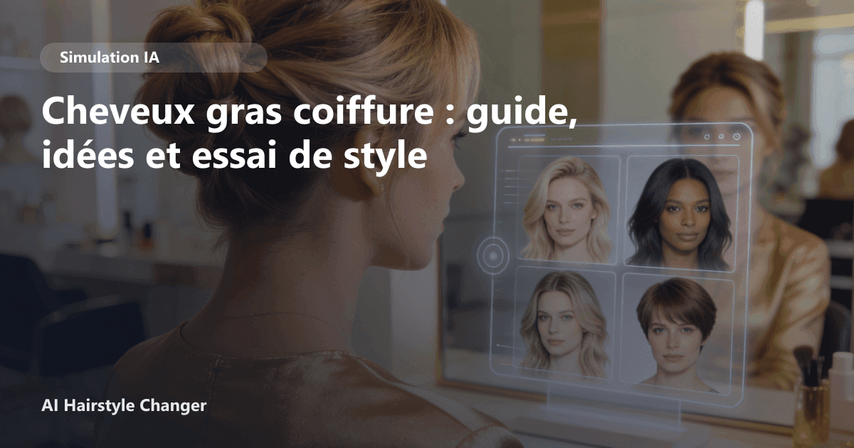 Portrait éditorial lié à cheveux gras coiffure, montrant une idée de coiffure à prévisualiser avant le salon.