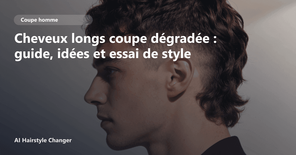 Portrait éditorial lié à cheveux longs coupe dégradée, montrant une idée de coiffure à prévisualiser avant le salon.