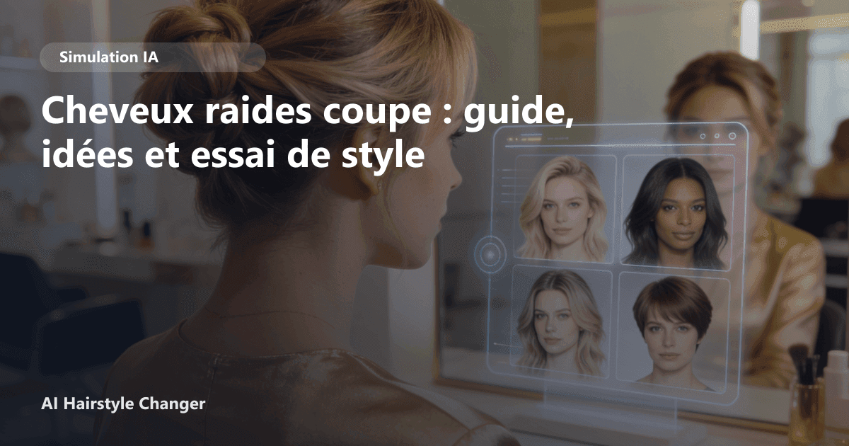 Portrait éditorial lié à cheveux raides coupe, montrant une idée de coiffure à prévisualiser avant le salon.