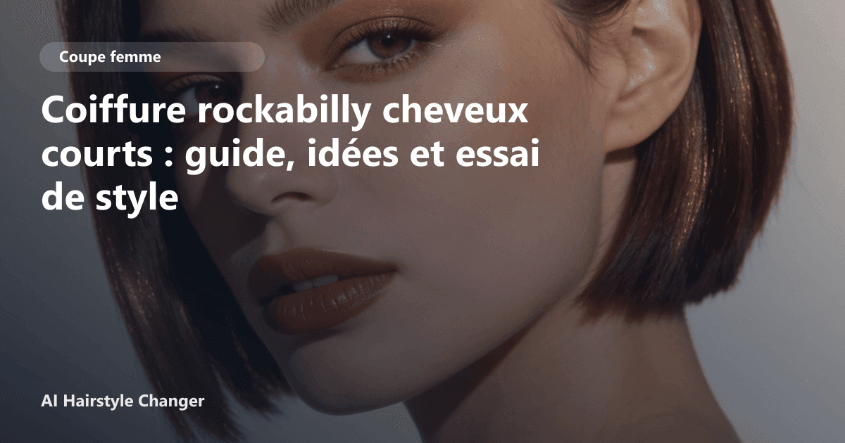 Portrait éditorial lié à coiffure rockabilly cheveux courts, montrant une idée de coiffure à prévisualiser avant le salon.