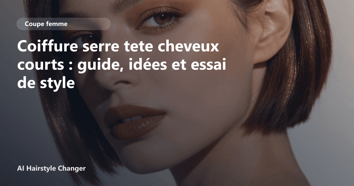 Portrait éditorial lié à coiffure serre tete cheveux courts, montrant une idée de coiffure à prévisualiser avant le salon.