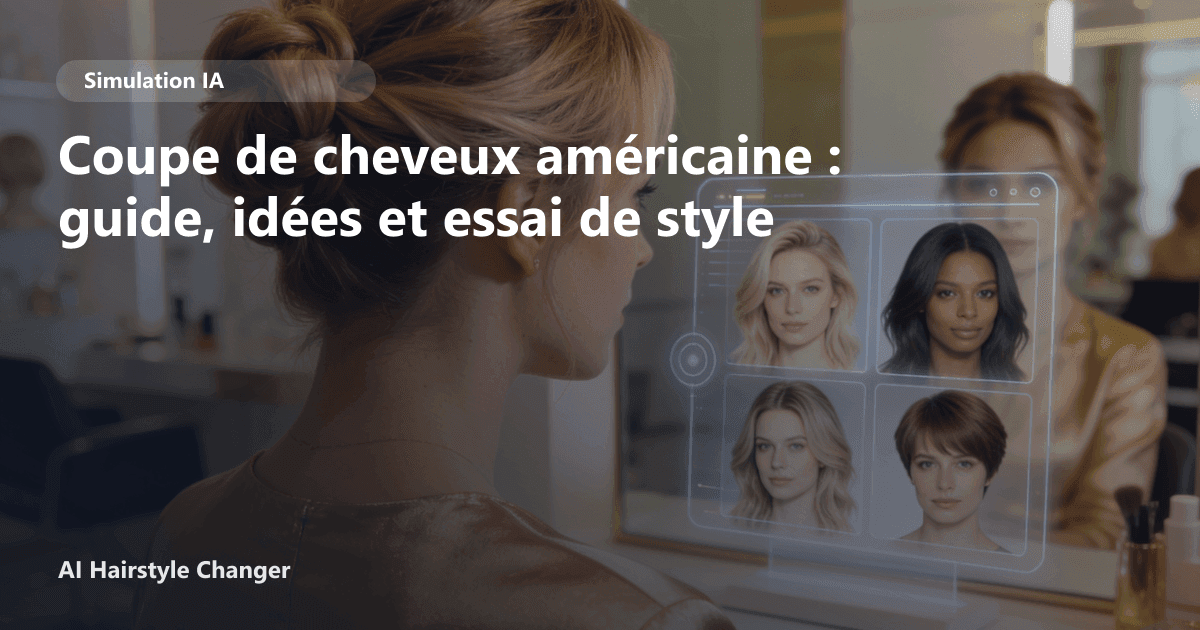 Portrait éditorial lié à coupe de cheveux américaine, montrant une idée de coiffure à prévisualiser avant le salon.