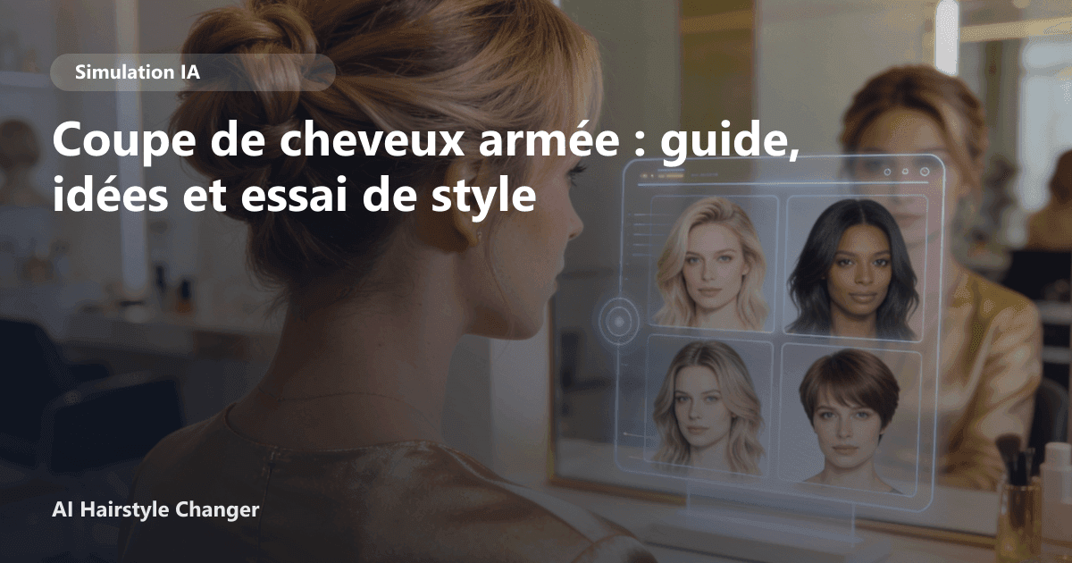 Portrait éditorial lié à coupe de cheveux armée, montrant une idée de coiffure à prévisualiser avant le salon.