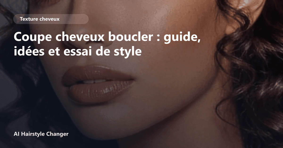 Portrait éditorial lié à coupe cheveux boucler, montrant une idée de coiffure à prévisualiser avant le salon.