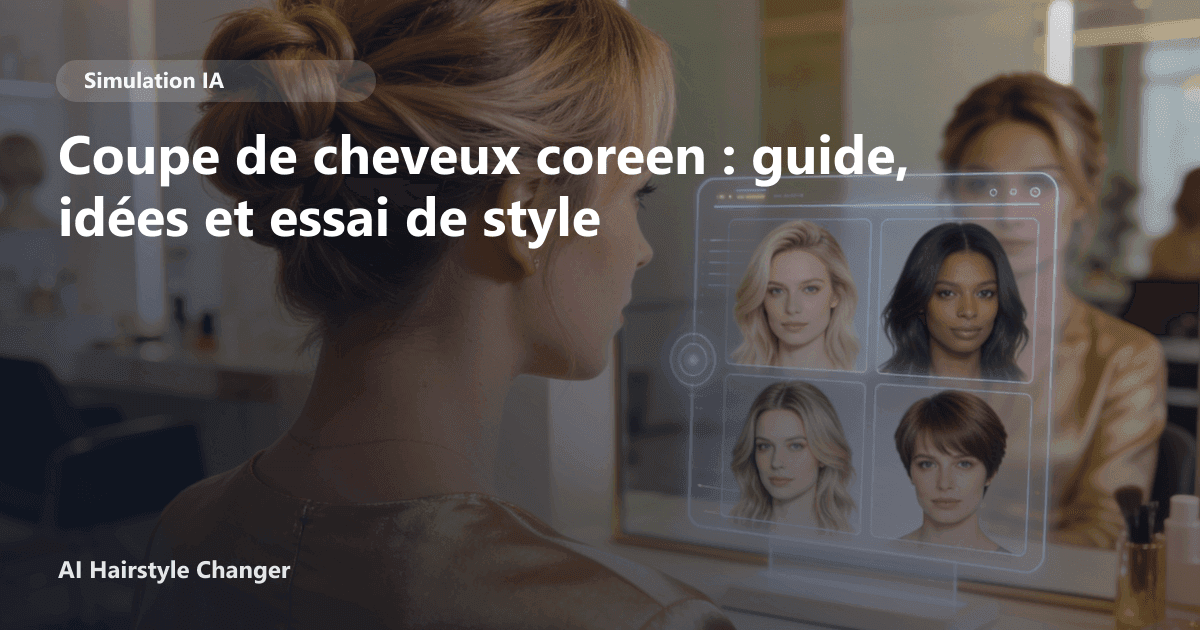 Portrait éditorial lié à coupe de cheveux coreen, montrant une idée de coiffure à prévisualiser avant le salon.