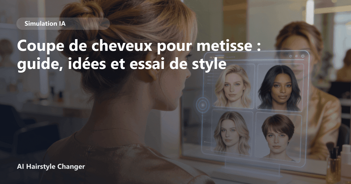 Portrait éditorial lié à coupe de cheveux pour metisse, montrant une idée de coiffure à prévisualiser avant le salon.