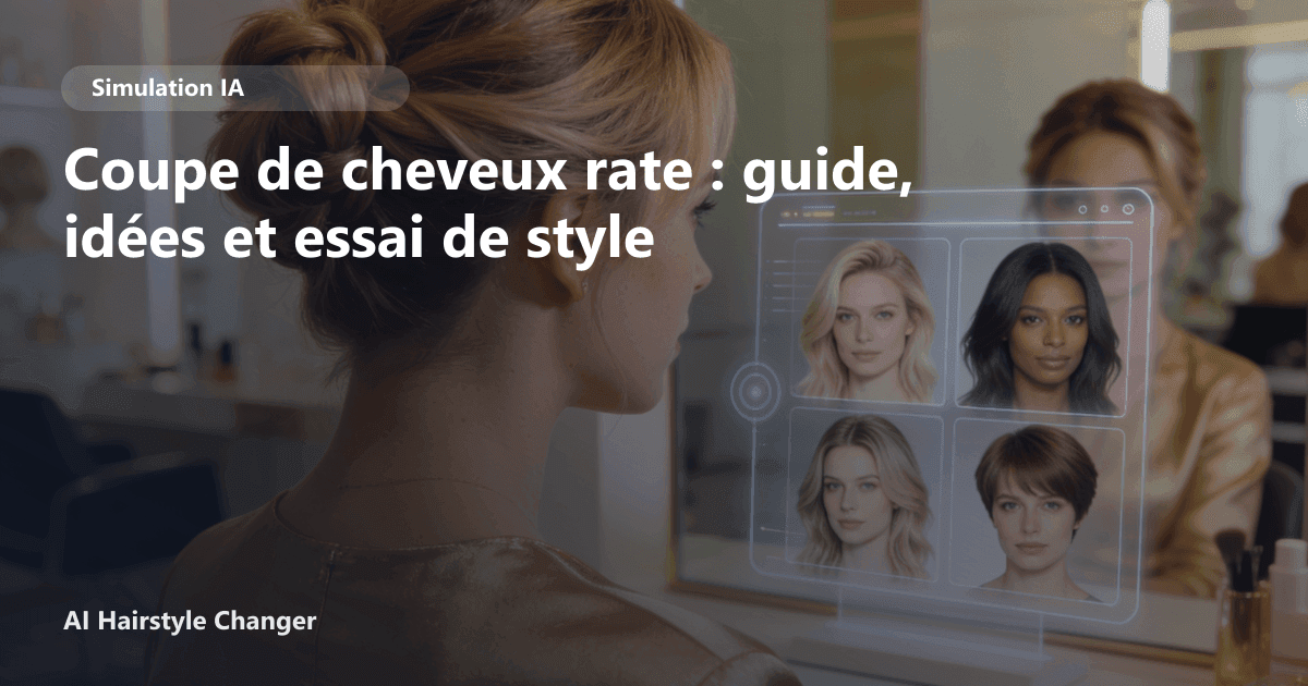 Portrait éditorial lié à coupe de cheveux rate, montrant une idée de coiffure à prévisualiser avant le salon.