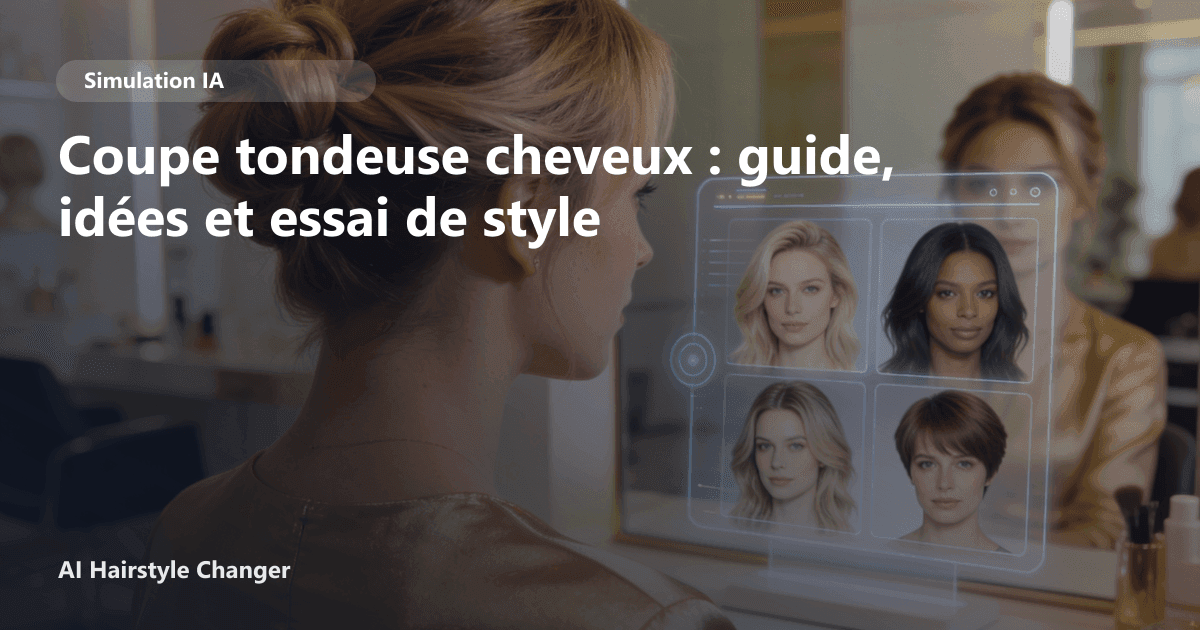 Portrait éditorial lié à coupe tondeuse cheveux, montrant une idée de coiffure à prévisualiser avant le salon.