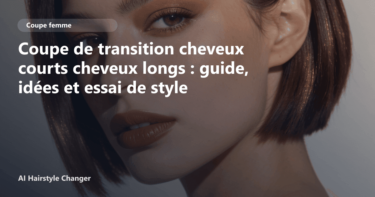 Portrait éditorial lié à coupe de transition cheveux courts cheveux longs, montrant une idée de coiffure à prévisualiser avant le salon.