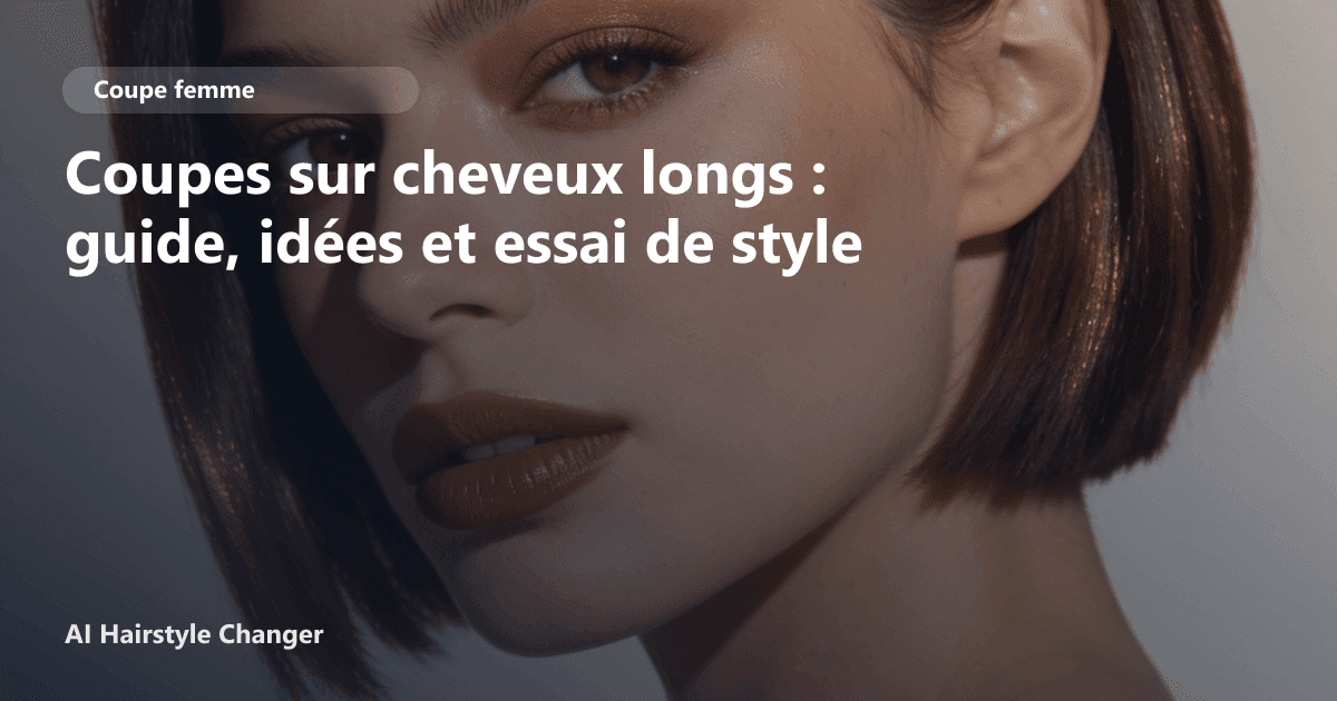 Portrait éditorial lié à coupes sur cheveux longs, montrant une idée de coiffure à prévisualiser avant le salon.
