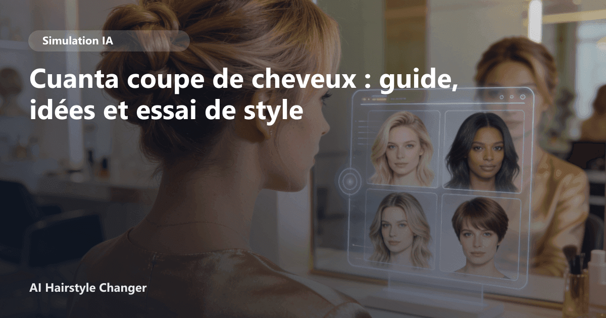 Portrait éditorial lié à cuanta coupe de cheveux, montrant une idée de coiffure à prévisualiser avant le salon.