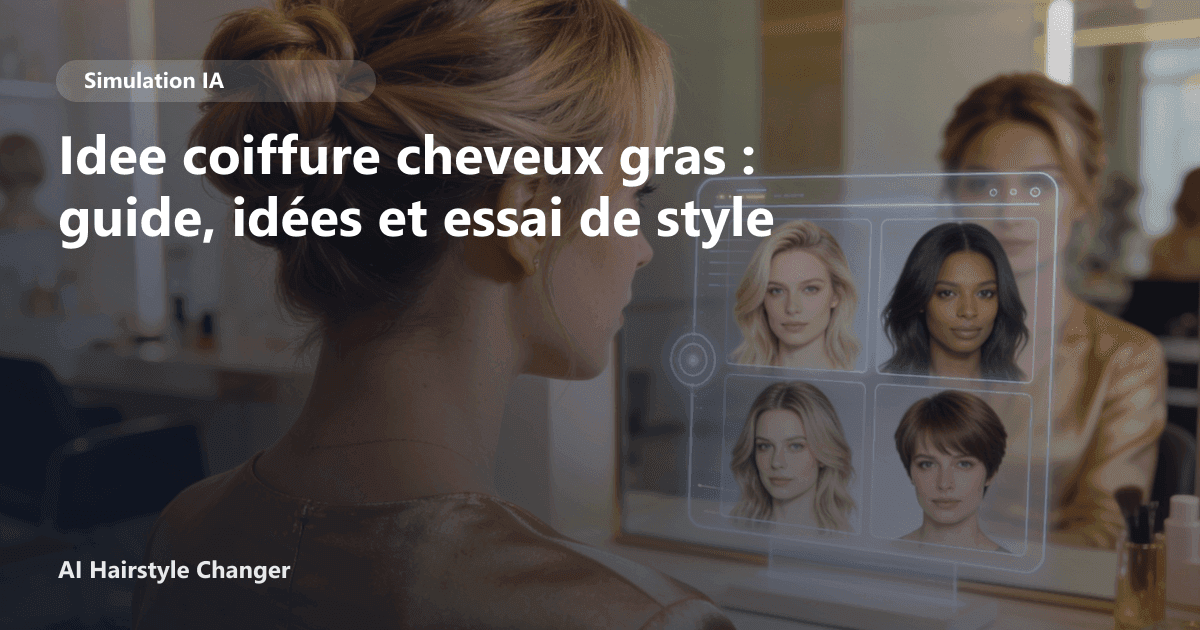 Portrait éditorial lié à idee coiffure cheveux gras, montrant une idée de coiffure à prévisualiser avant le salon.