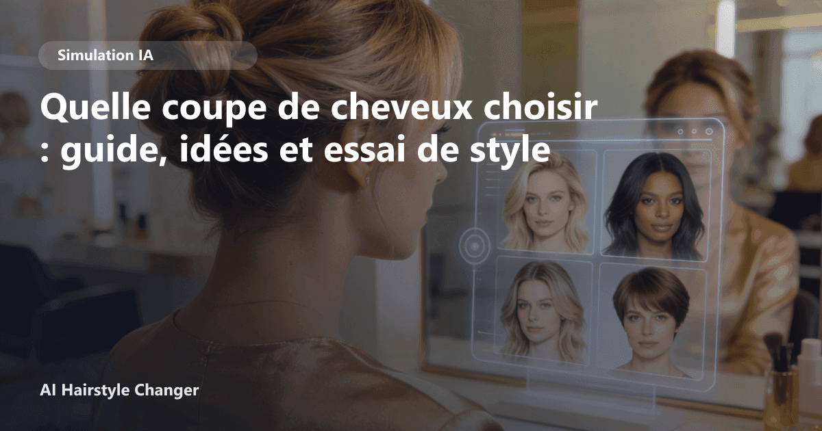 Portrait éditorial lié à quelle coupe de cheveux choisir, montrant une idée de coiffure à prévisualiser avant le salon.
