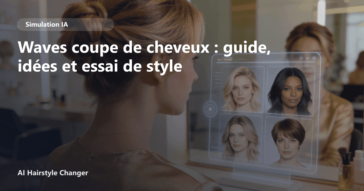 Portrait éditorial lié à waves coupe de cheveux, montrant une idée de coiffure à prévisualiser avant le salon.