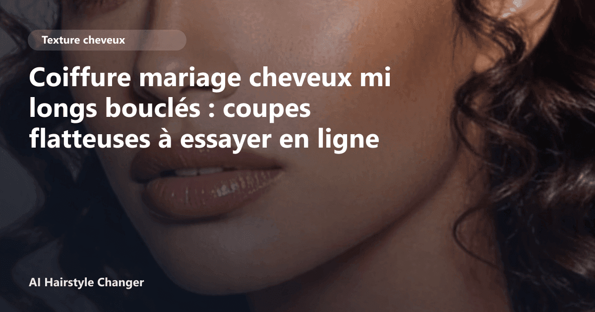 Portrait éditorial lié à coiffure mariage cheveux mi longs bouclés, montrant une idée de coiffure à prévisualiser avant le salon.