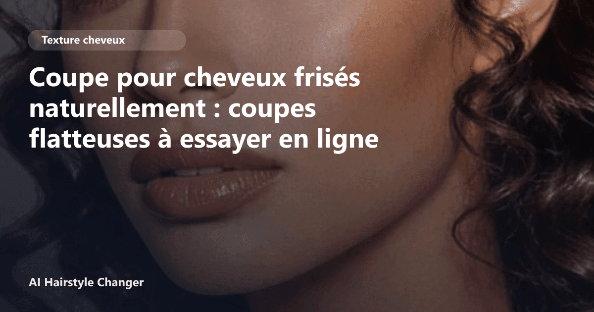 Portrait éditorial lié à coupe pour cheveux frisés naturellement, montrant une idée de coiffure à prévisualiser avant le salon.