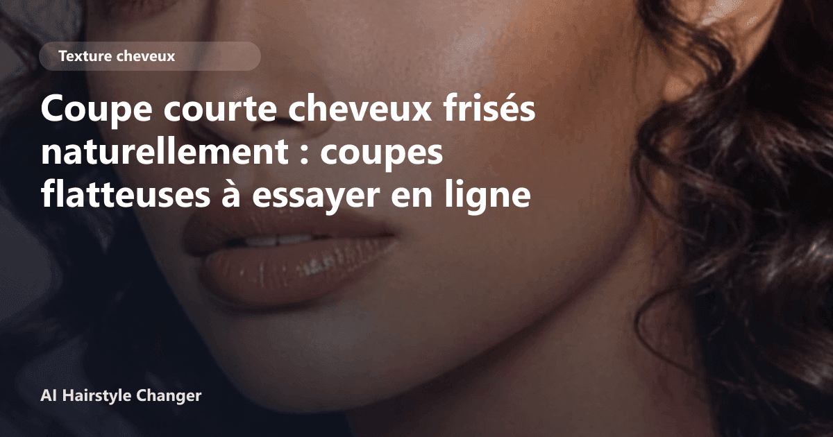 Portrait éditorial lié à coupe courte cheveux frisés naturellement, montrant une idée de coiffure à prévisualiser avant le salon.