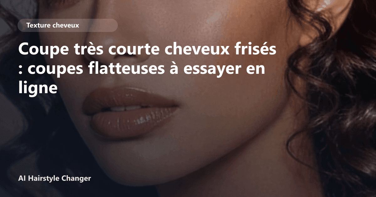 Portrait éditorial lié à coupe très courte cheveux frisés, montrant une idée de coiffure à prévisualiser avant le salon.