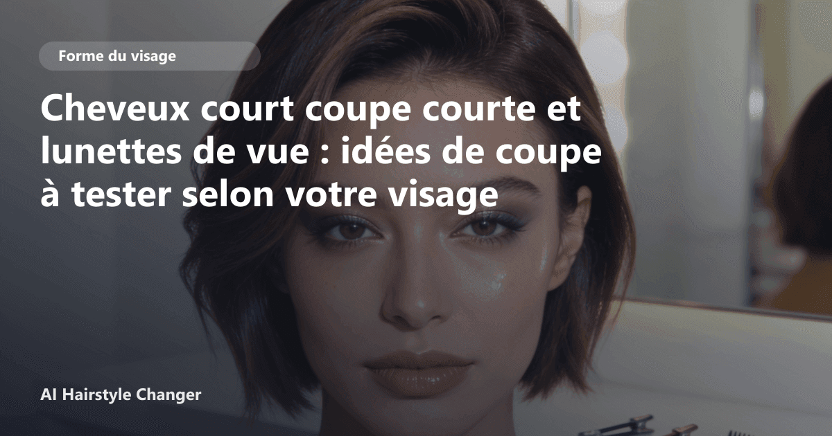 Portrait éditorial lié à cheveux court coupe courte et lunettes de vue, montrant une idée de coiffure à prévisualiser avant le salon.