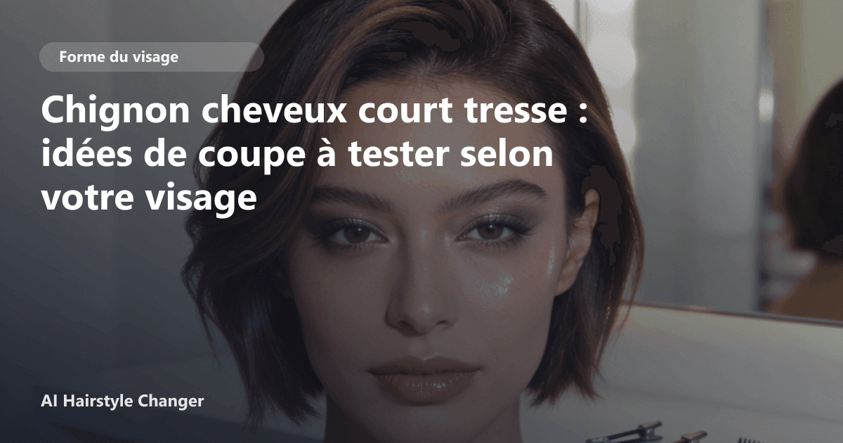 Portrait éditorial lié à chignon cheveux court tresse, montrant une idée de coiffure à prévisualiser avant le salon.