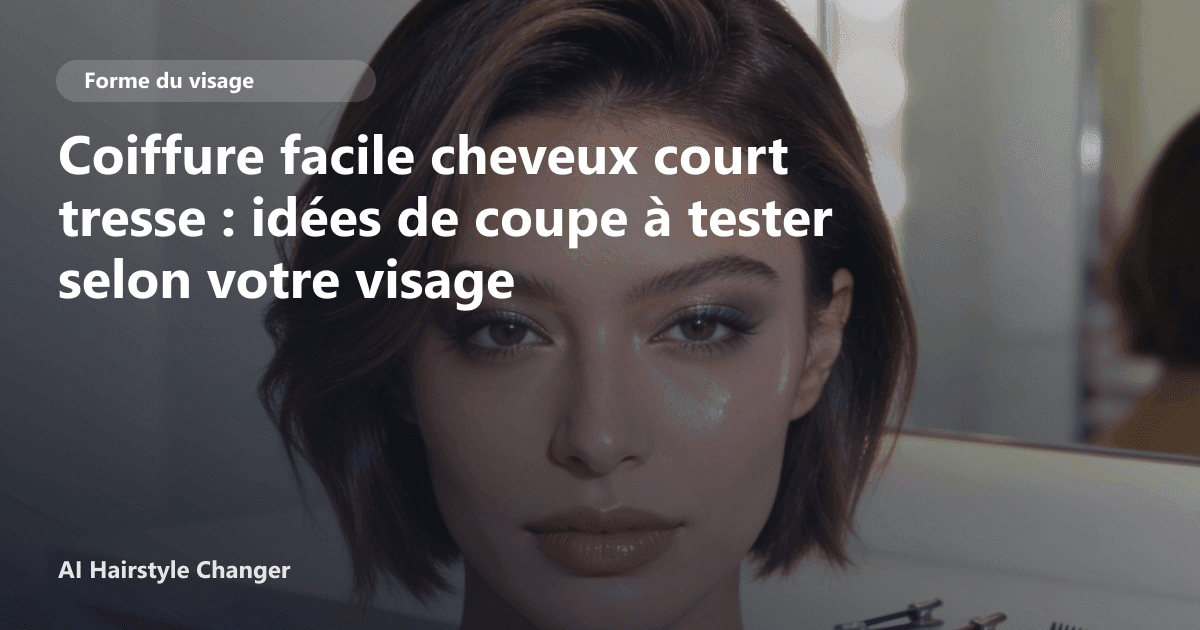 Portrait éditorial lié à coiffure facile cheveux court tresse, montrant une idée de coiffure à prévisualiser avant le salon.