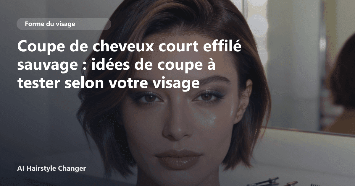 Portrait éditorial lié à coupe de cheveux court effilé sauvage, montrant une idée de coiffure à prévisualiser avant le salon.
