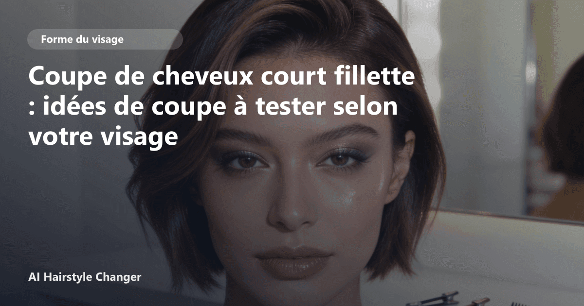 Portrait éditorial lié à coupe de cheveux court fillette, montrant une idée de coiffure à prévisualiser avant le salon.