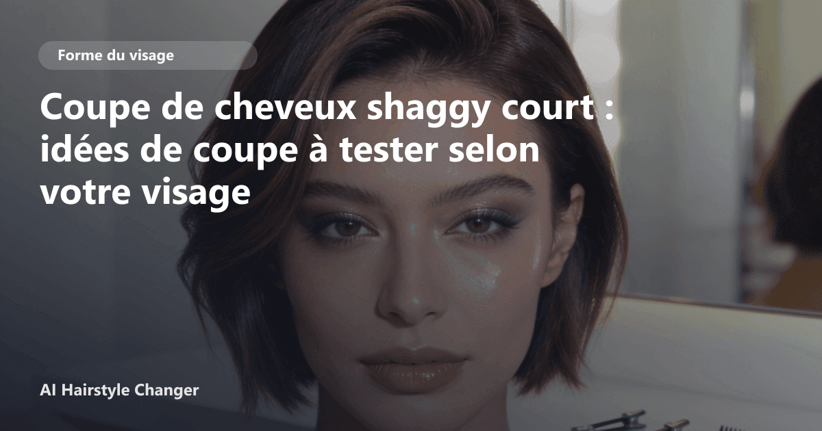 Portrait éditorial lié à coupe de cheveux shaggy court, montrant une idée de coiffure à prévisualiser avant le salon.