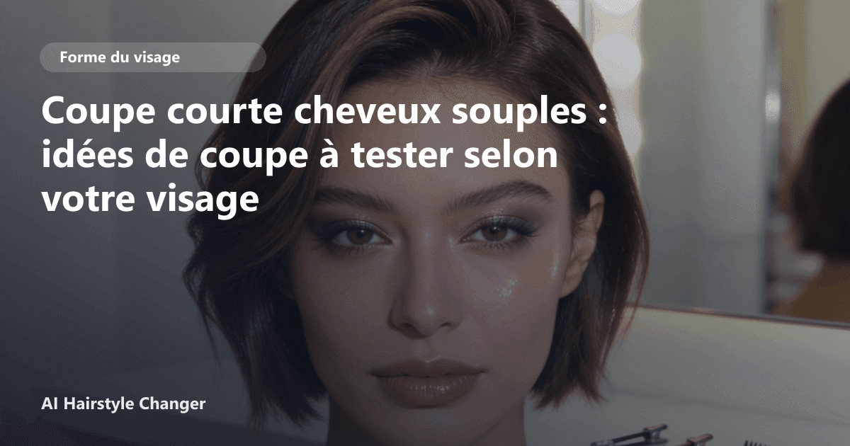 Portrait éditorial lié à coupe courte cheveux souples, montrant une idée de coiffure à prévisualiser avant le salon.