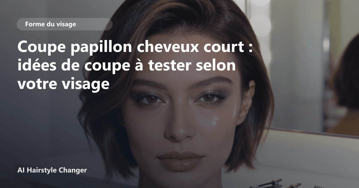 Portrait éditorial lié à coupe papillon cheveux court, montrant une idée de coiffure à prévisualiser avant le salon.