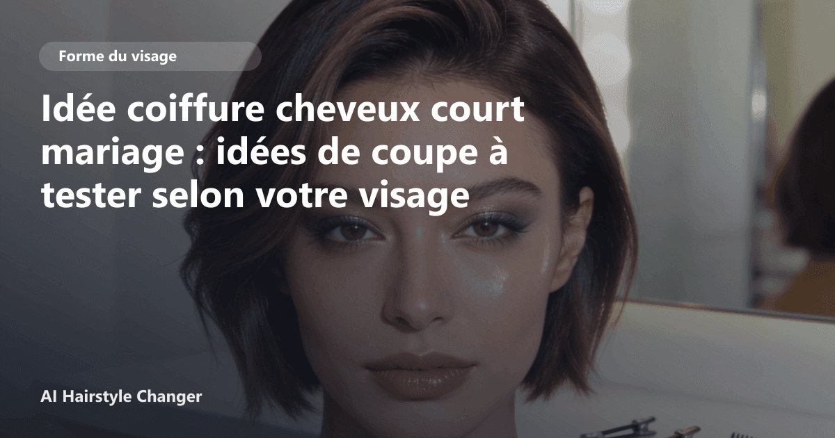 Portrait éditorial lié à idée coiffure cheveux court mariage, montrant une idée de coiffure à prévisualiser avant le salon.