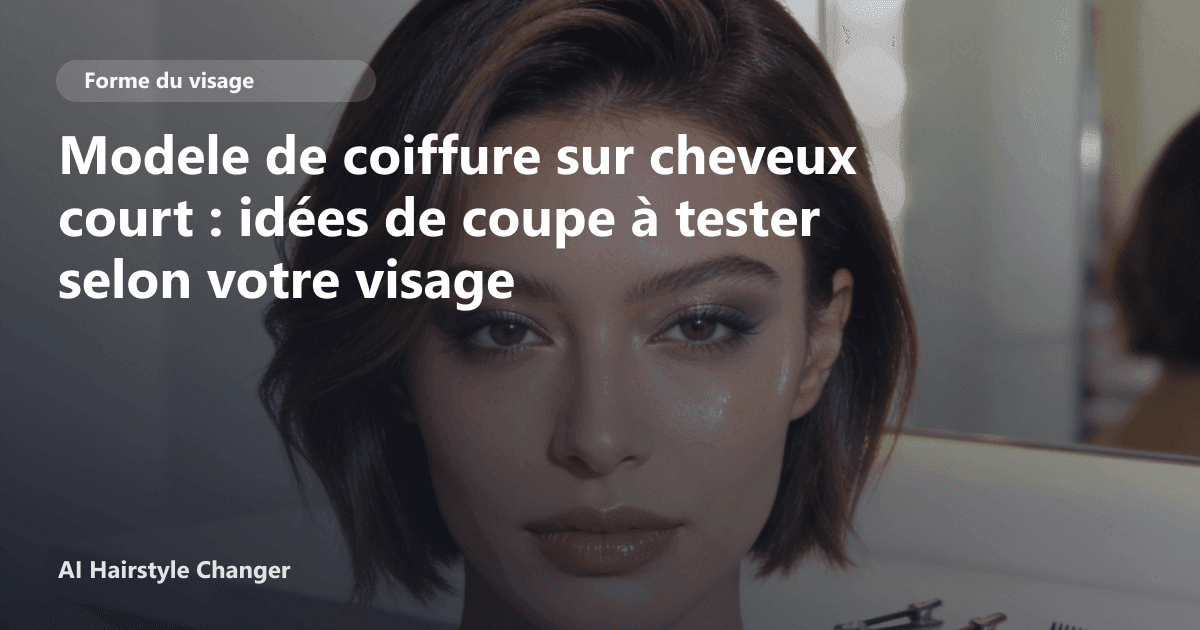 Portrait éditorial lié à modele de coiffure sur cheveux court, montrant une idée de coiffure à prévisualiser avant le salon.