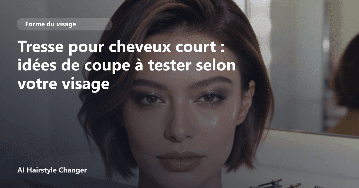 Portrait éditorial lié à tresse pour cheveux court, montrant une idée de coiffure à prévisualiser avant le salon.