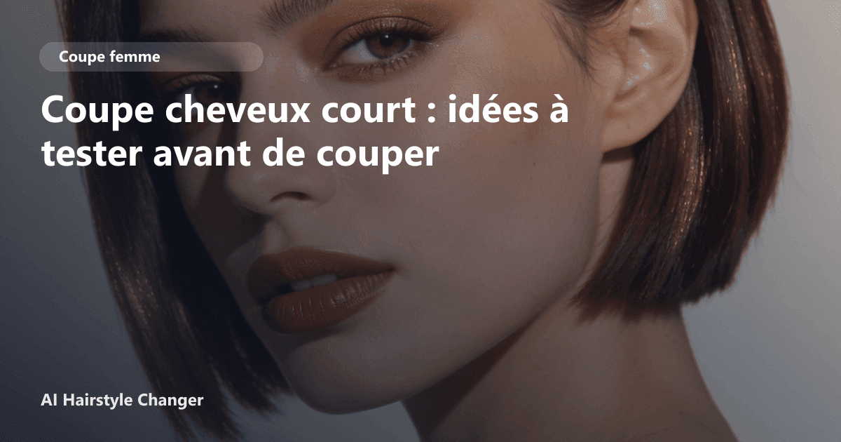 Simulation IA d'une coupe de cheveux courte sur une femme pour tester le rendu avant un passage chez le coiffeur.