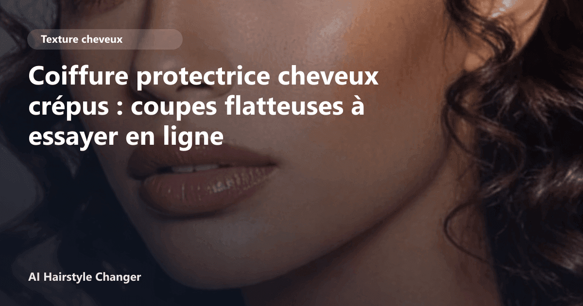 Portrait éditorial lié à coiffure protectrice cheveux crépus, montrant une idée de coiffure à prévisualiser avant le salon.