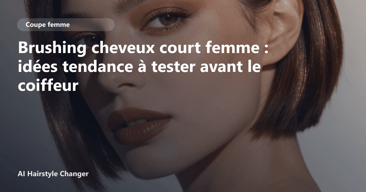 Portrait éditorial lié à brushing cheveux court femme, montrant une idée de coiffure à prévisualiser avant le salon.