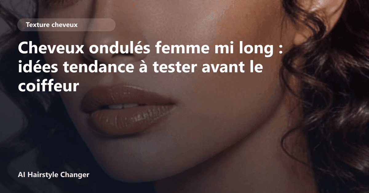 Portrait éditorial lié à cheveux ondulés femme mi long, montrant une idée de coiffure à prévisualiser avant le salon.