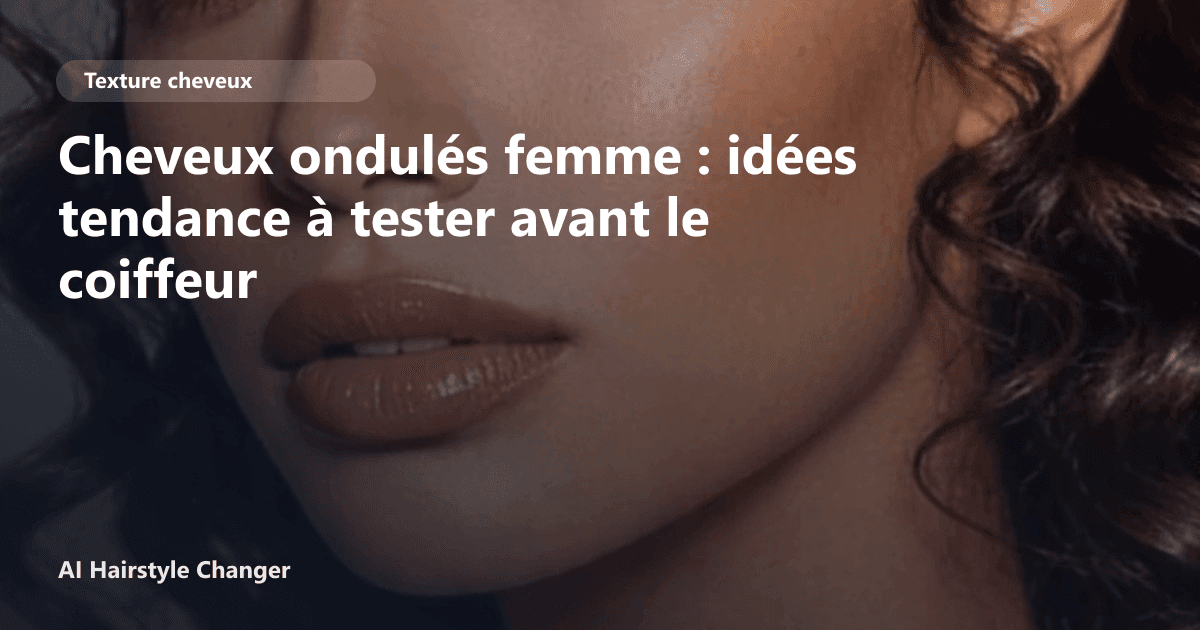 Portrait éditorial lié à cheveux ondulés femme, montrant une idée de coiffure à prévisualiser avant le salon.