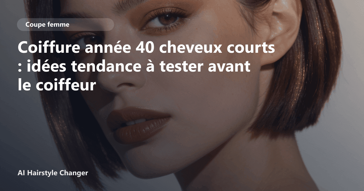 Portrait éditorial lié à coiffure année 40 cheveux courts, montrant une idée de coiffure à prévisualiser avant le salon.