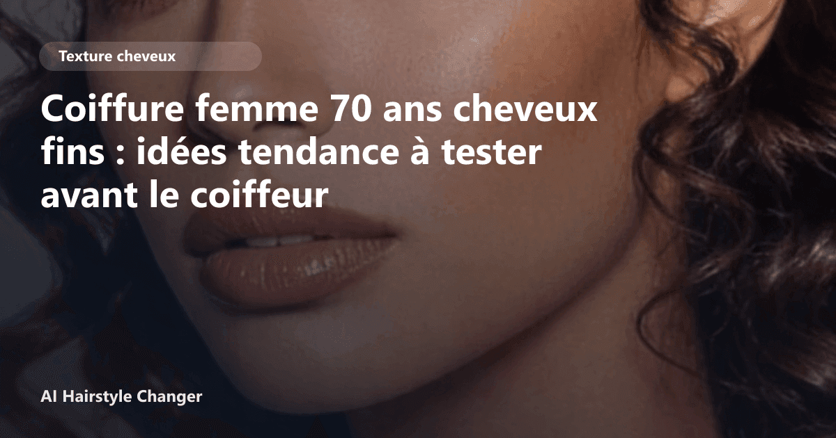 Portrait éditorial lié à coiffure femme 70 ans cheveux fins, montrant une idée de coiffure à prévisualiser avant le salon.