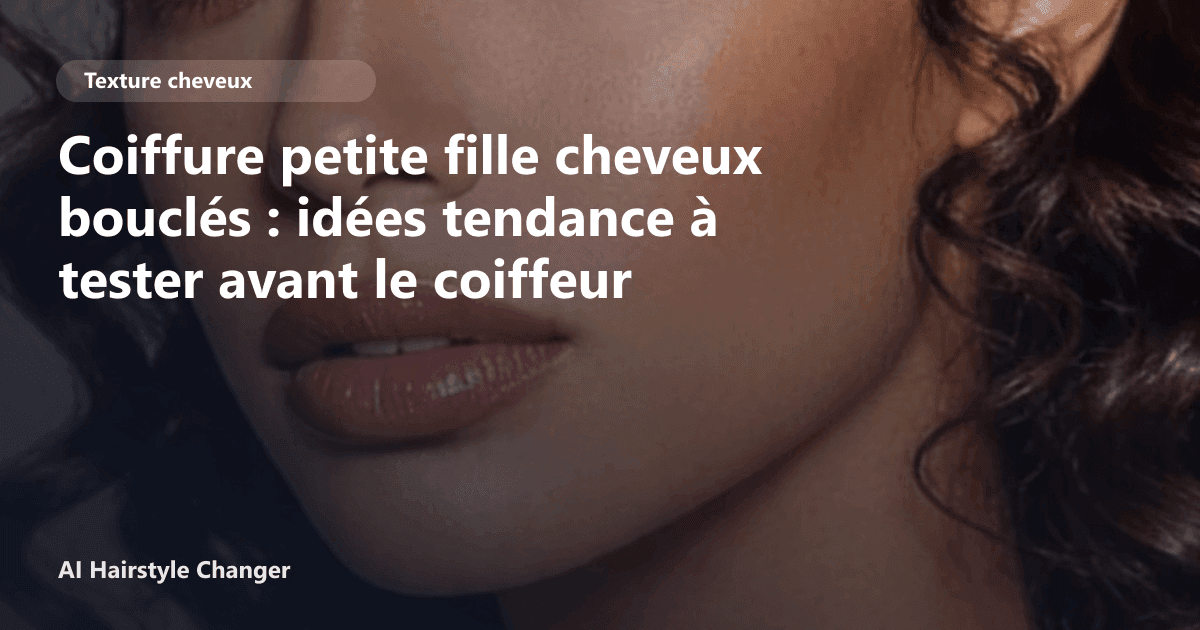 Portrait éditorial lié à coiffure petite fille cheveux bouclés, montrant une idée de coiffure à prévisualiser avant le salon.