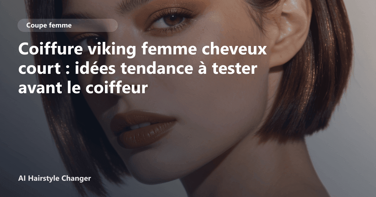 Portrait éditorial lié à coiffure viking femme cheveux court, montrant une idée de coiffure à prévisualiser avant le salon.