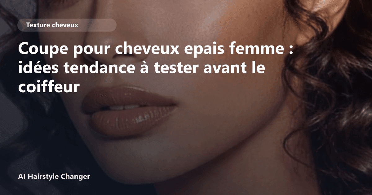 Portrait éditorial lié à coupe pour cheveux epais femme, montrant une idée de coiffure à prévisualiser avant le salon.