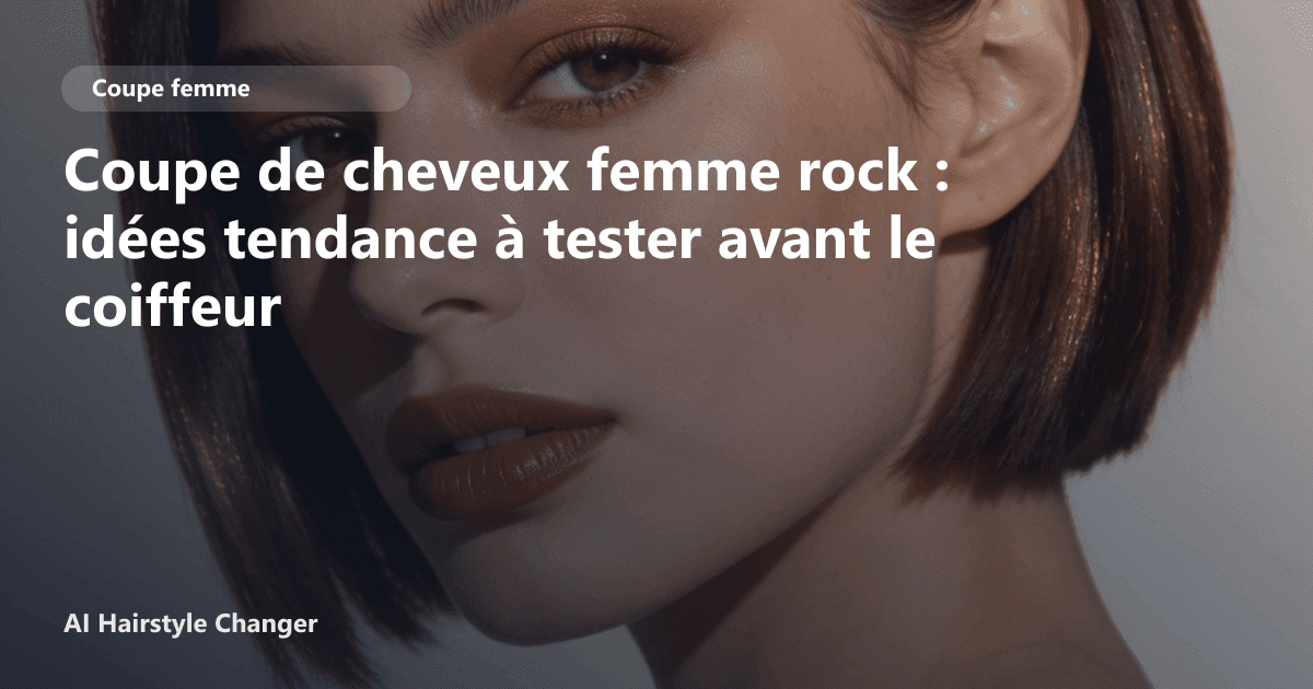 Portrait éditorial lié à coupe de cheveux femme rock, montrant une idée de coiffure à prévisualiser avant le salon.