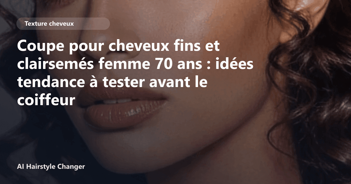 Portrait éditorial lié à coupe pour cheveux fins et clairsemés femme 70 ans, montrant une idée de coiffure à prévisualiser avant le salon.