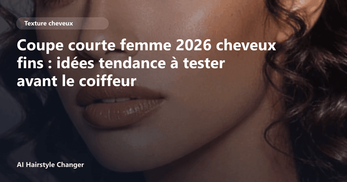 Portrait éditorial lié à coupe courte femme 2025 cheveux fins, montrant une idée de coiffure à prévisualiser avant le salon.