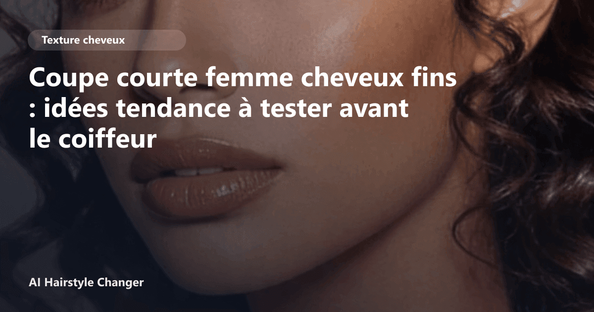 Portrait éditorial lié à coupe courte femme cheveux fins, montrant une idée de coiffure à prévisualiser avant le salon.